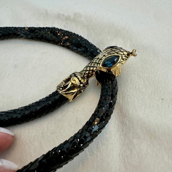 DL Auld- Vintage Snake Mesh Necklace/ Belt/ Bracelet with Blue Eyed Stones - Picture 2 of 8